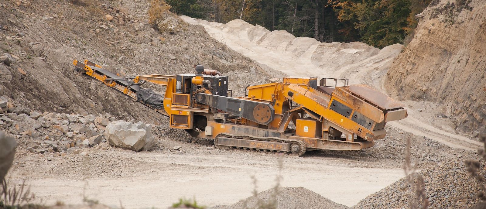 Industrial crusher machine in quarry
